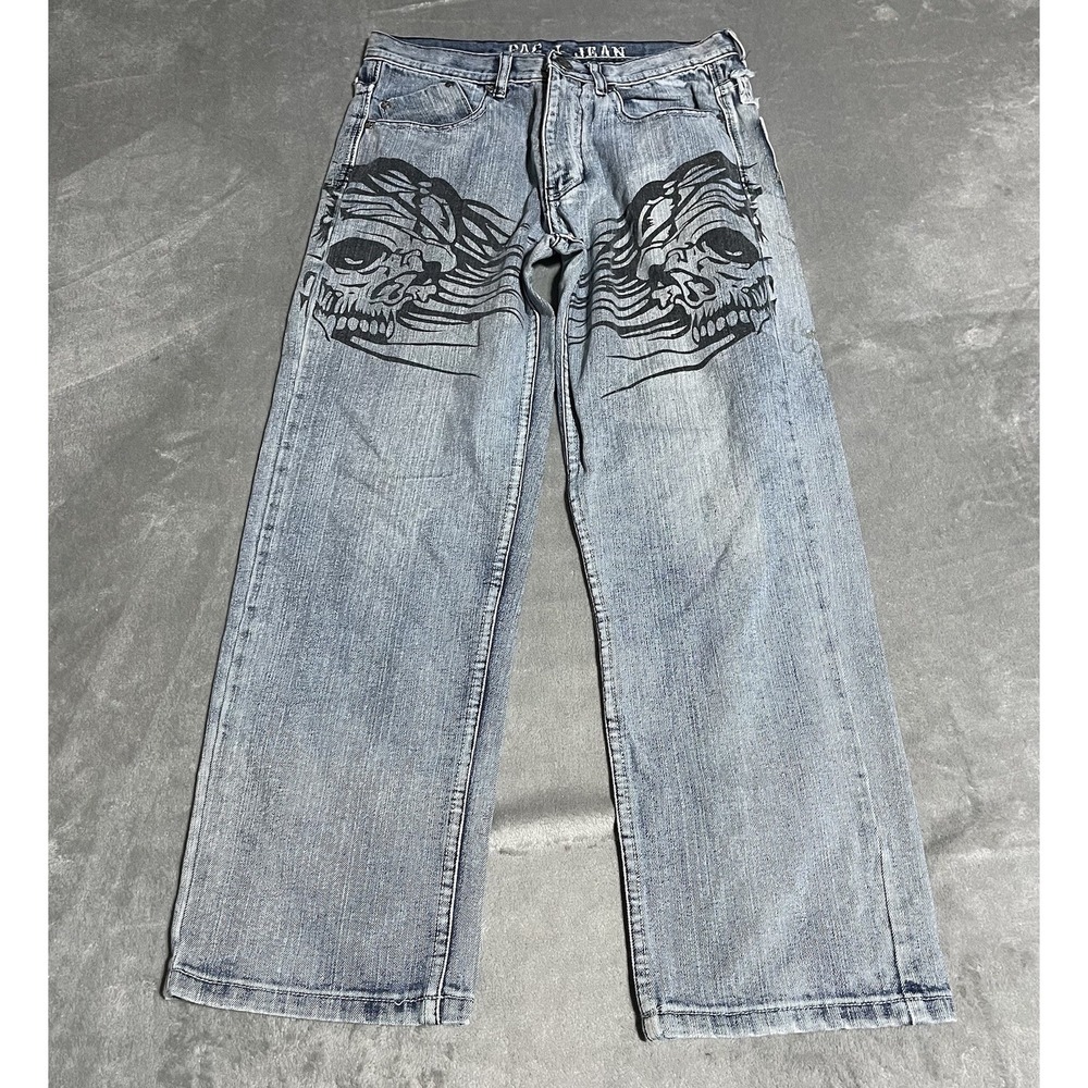 Y2K Pag Jeans Mens 29x29 Death Knight Cyber Grunge Streetwear
